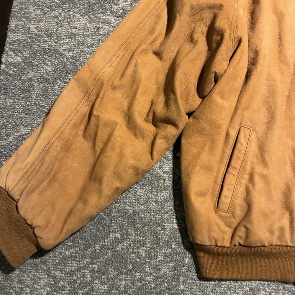Marlboro Adventure Team Brown Leather Jacket Map Lined Men's L rare - Picture 3 of 13